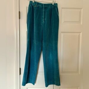 Beautiful Vintage Super Soft Lands End Corduroy Pants in Teal Blue Color